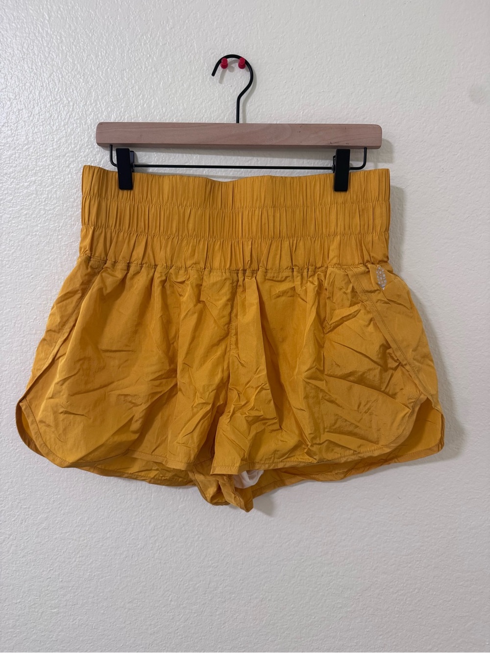 FP Movement by Free People Mustard Yellow Smocked Waist Athletic Shorts - Picture 1 of 3